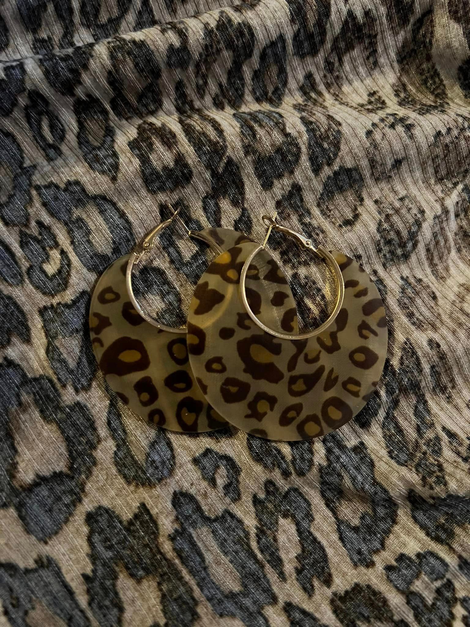 Leopard Disc Hoops - Mixed