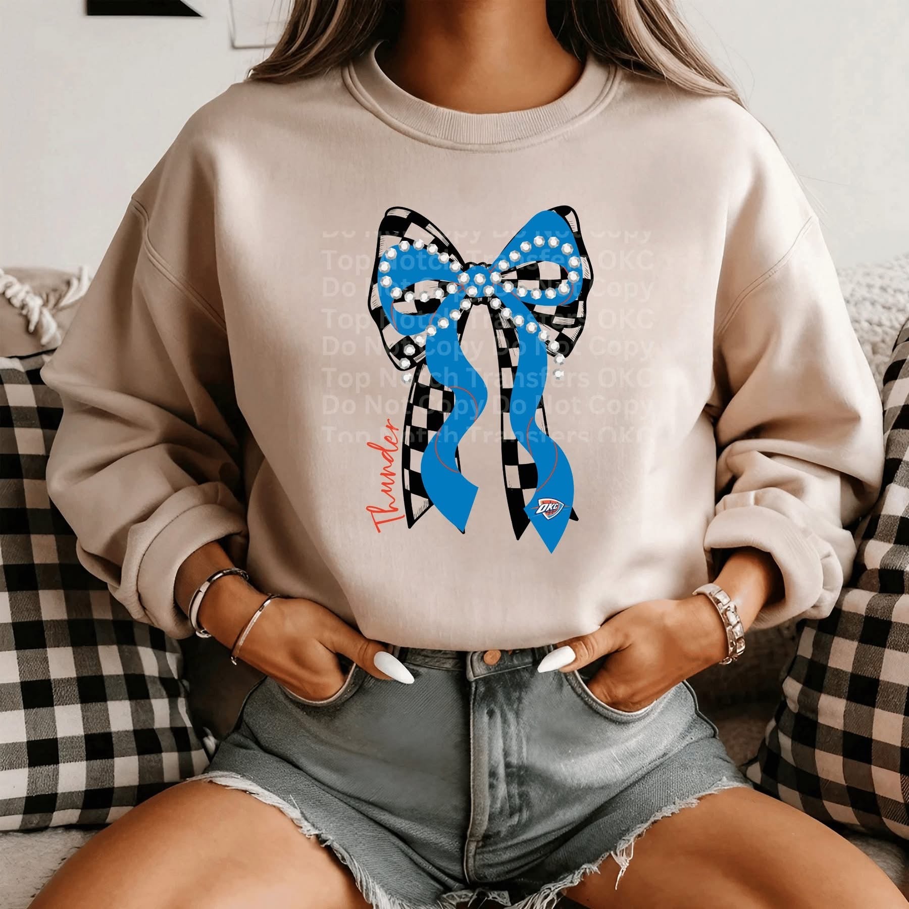 OKC Thunder Blue Bow-ADULT