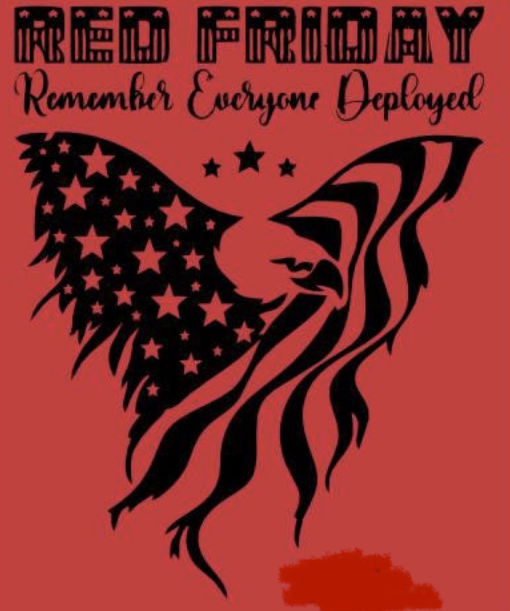 RED Friday Flag Eagle Remember Everyone Deployed -ADULT