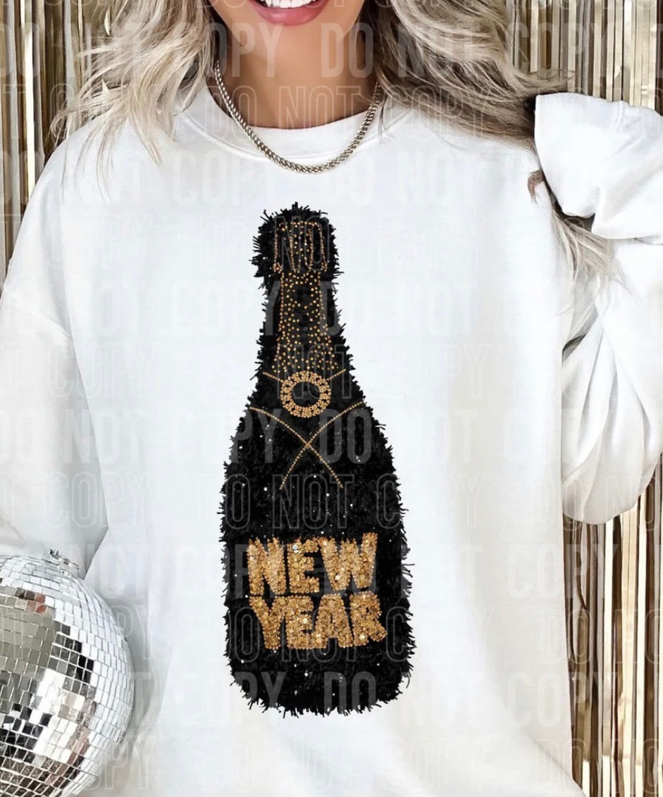 New Faux Fuzzy Bottle Black-ADULT