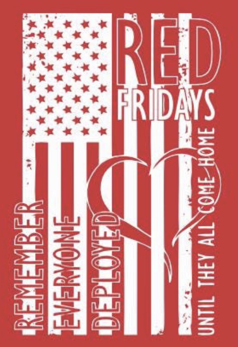 RED Friday White Heart Flag Remember Everyone Deployed -ADULT