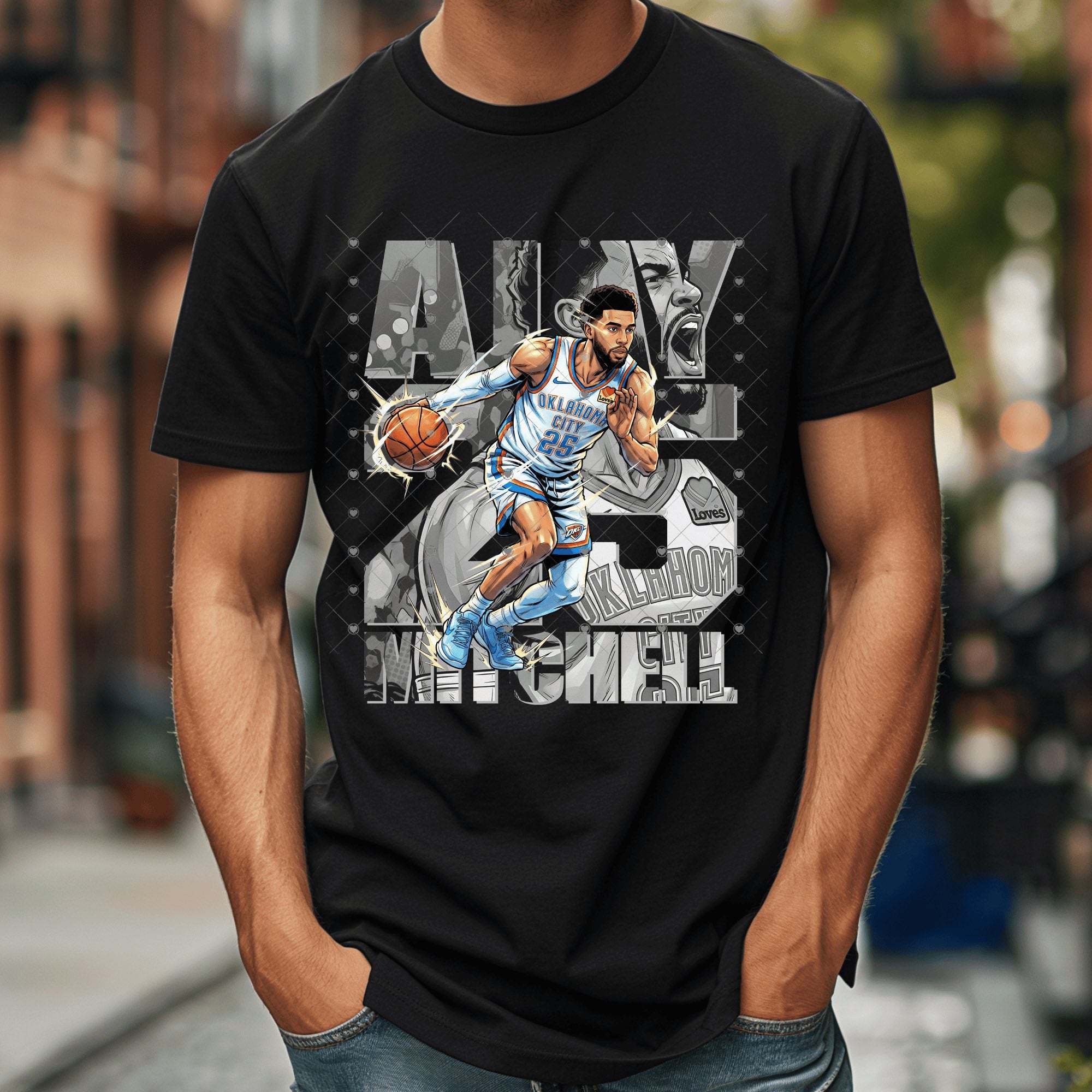 Mitchell Comic Thund Basketball OKC-ADULT
