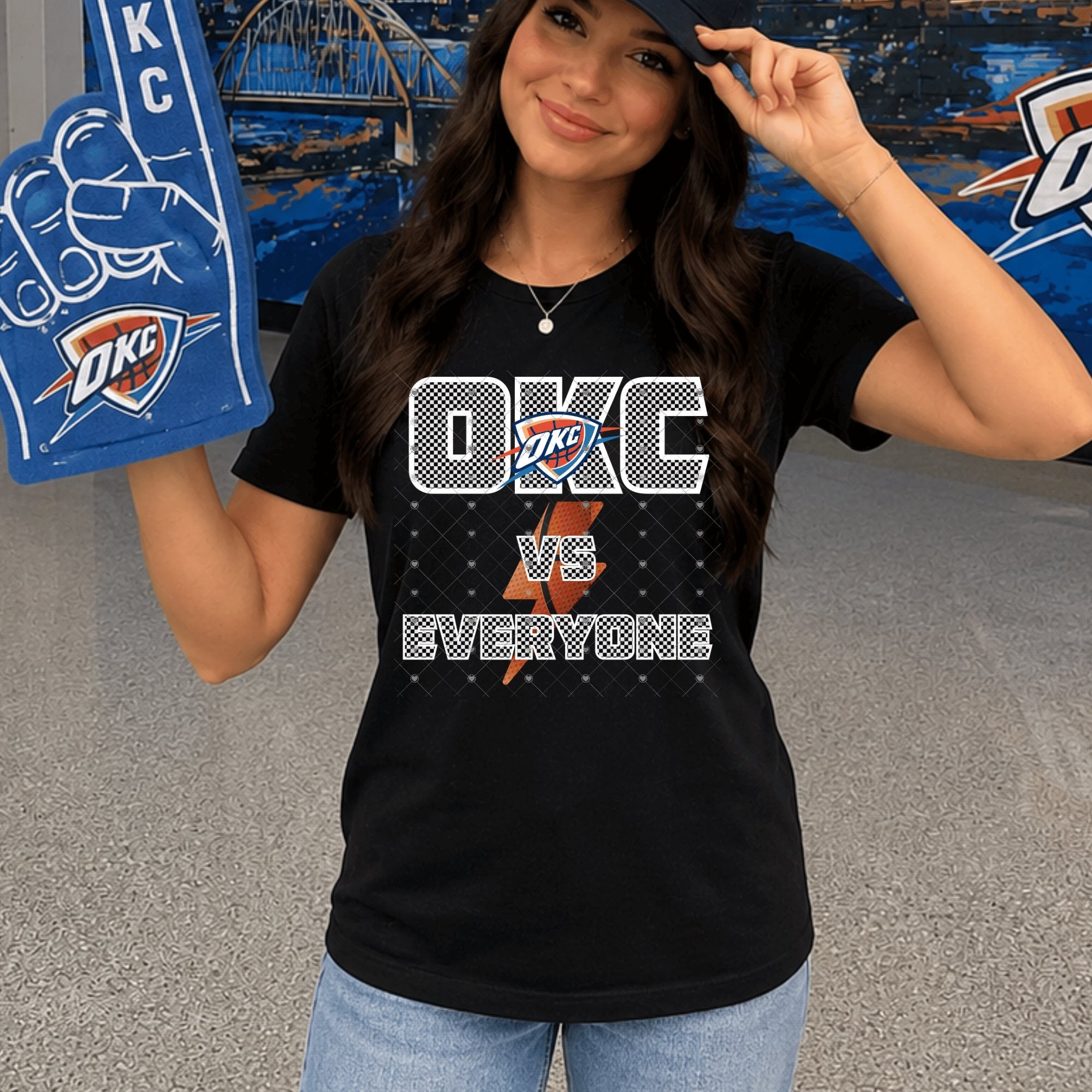 OKC VS Everyone Checker Thund Basketball-ADULT