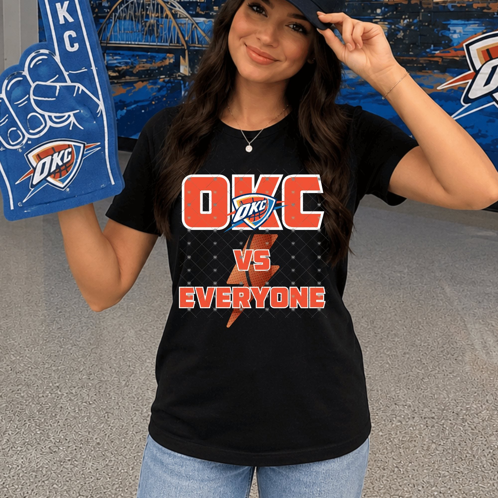 OKC VS Everyone Bold Orange Thund Basketball-ADULT