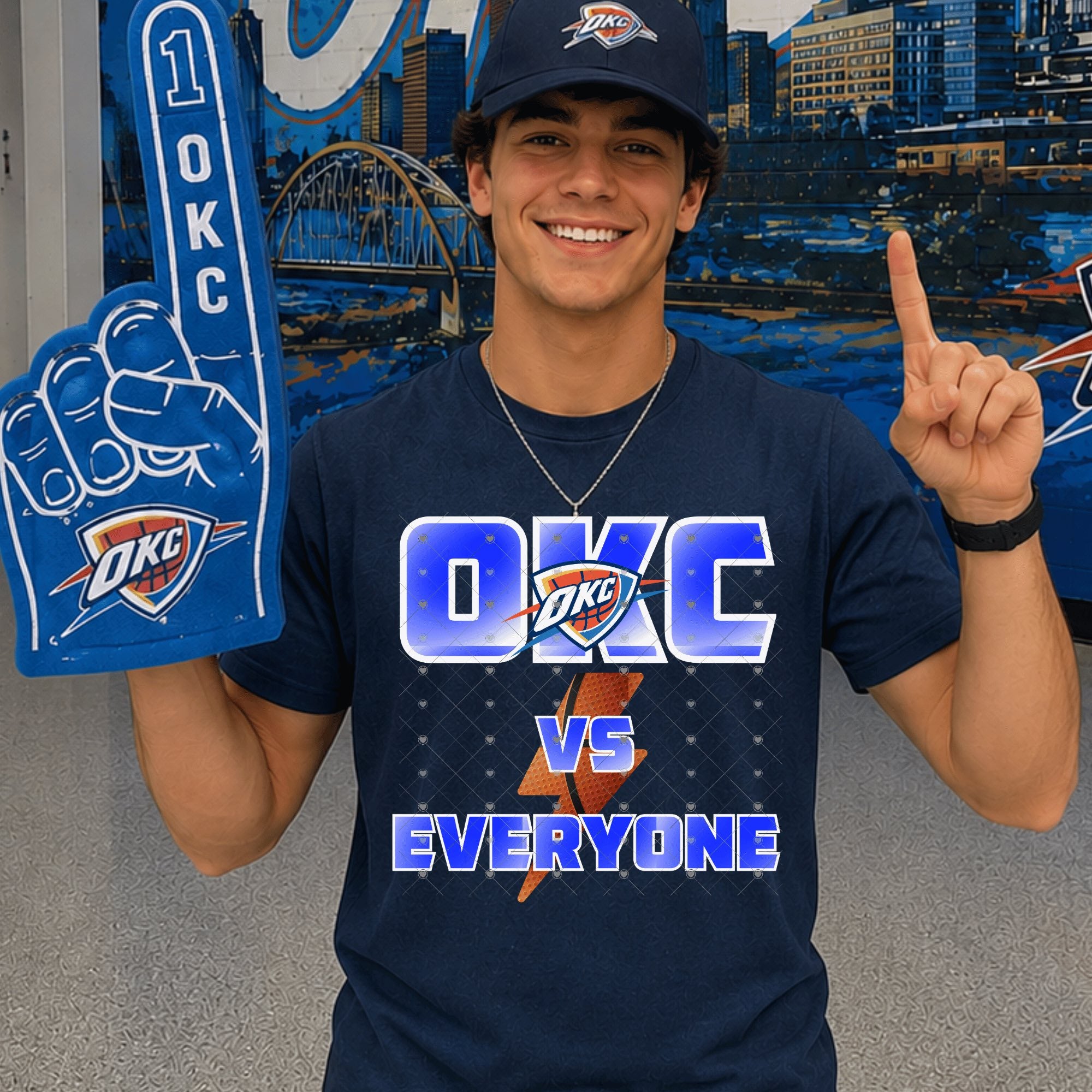 OKC VS Everyone Gradient Blue Thund Basketball-ADULT