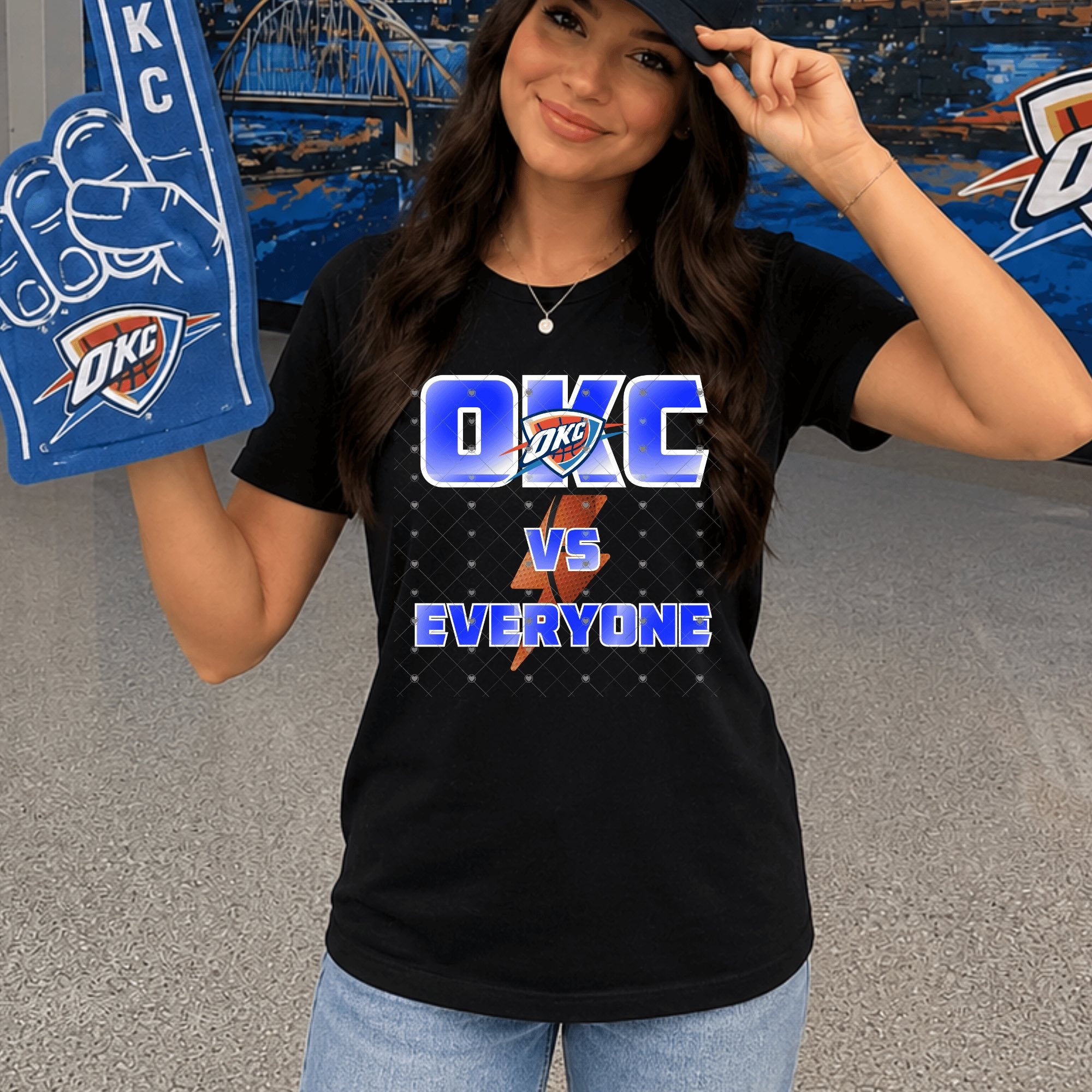 OKC VS Everyone Gradient Blue Thund Basketball-ADULT
