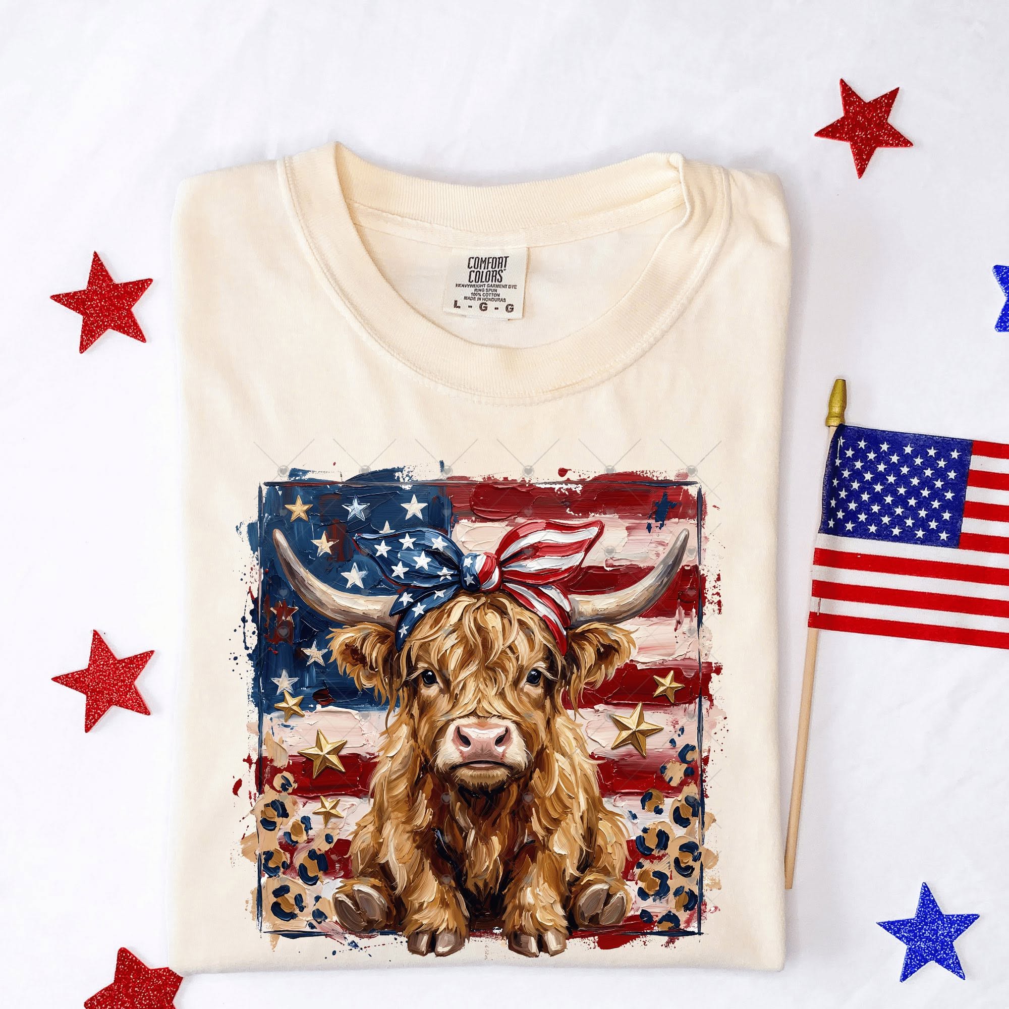 Patriotic Leopard Highland Cow-ADULT