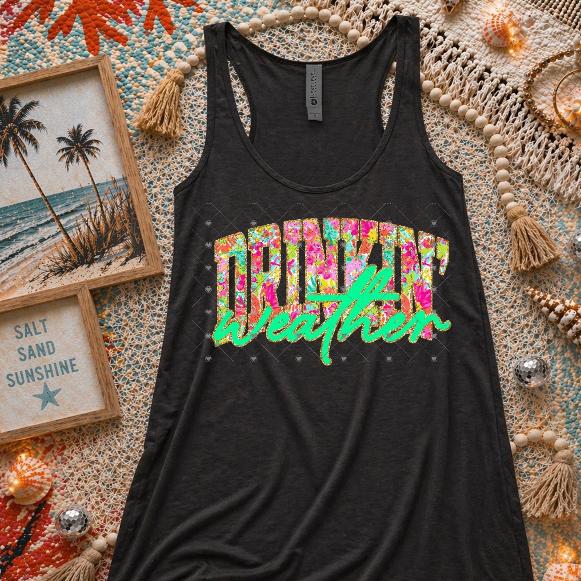 Drinkin Weather Floral Neon-ADULT