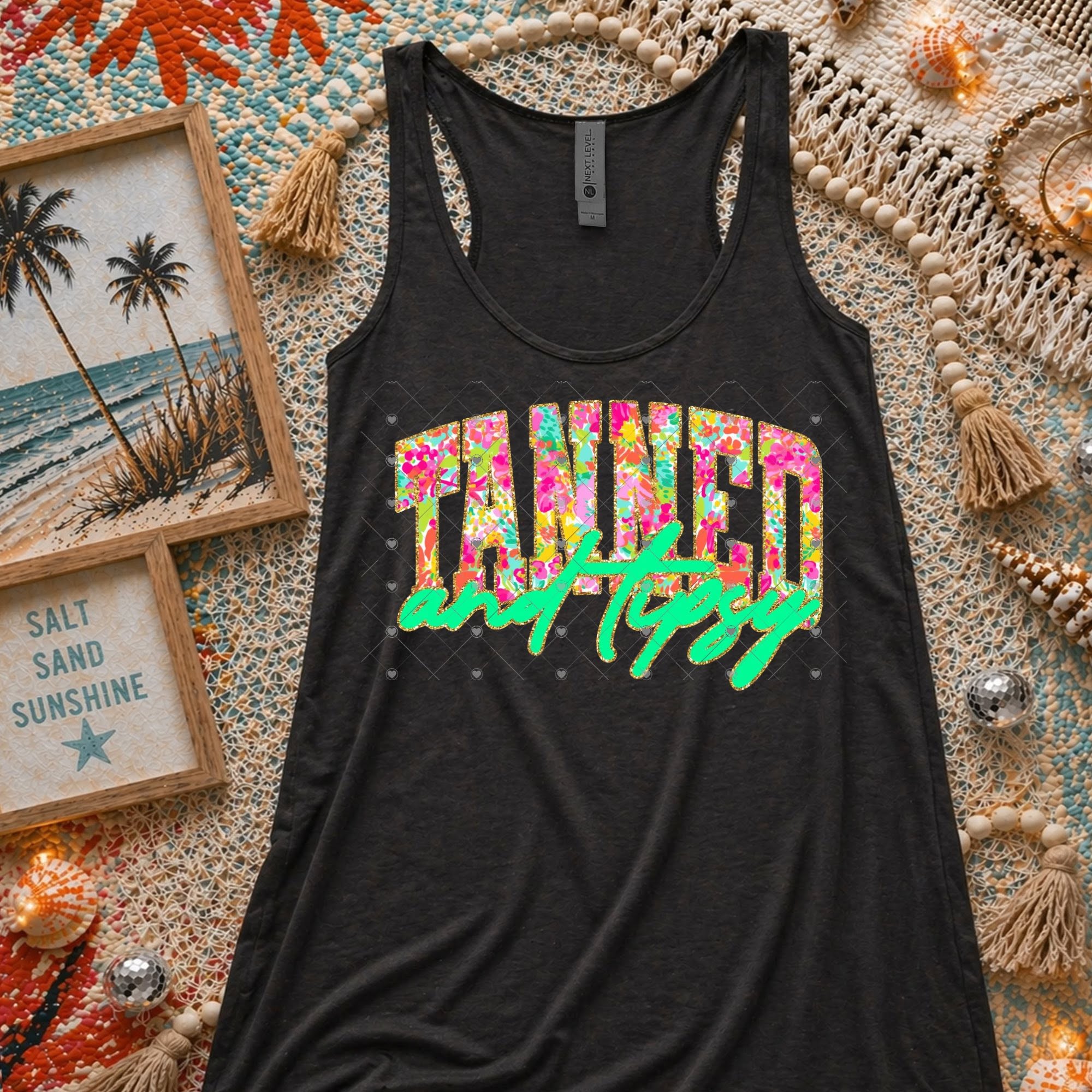 Tanned and Tipsy Floral Neon-ADULT