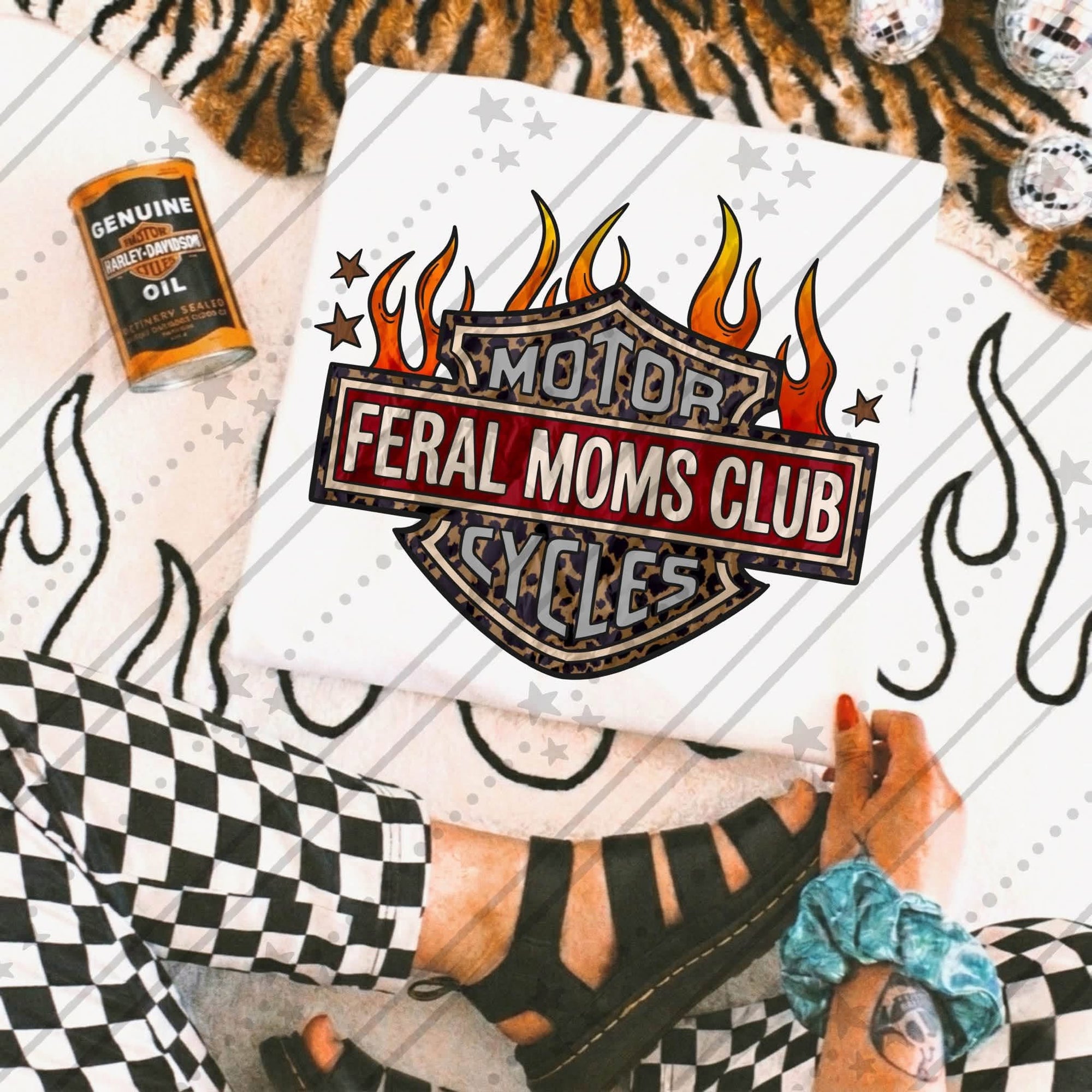 Feral Moms Motorcycle Flames-ADULT