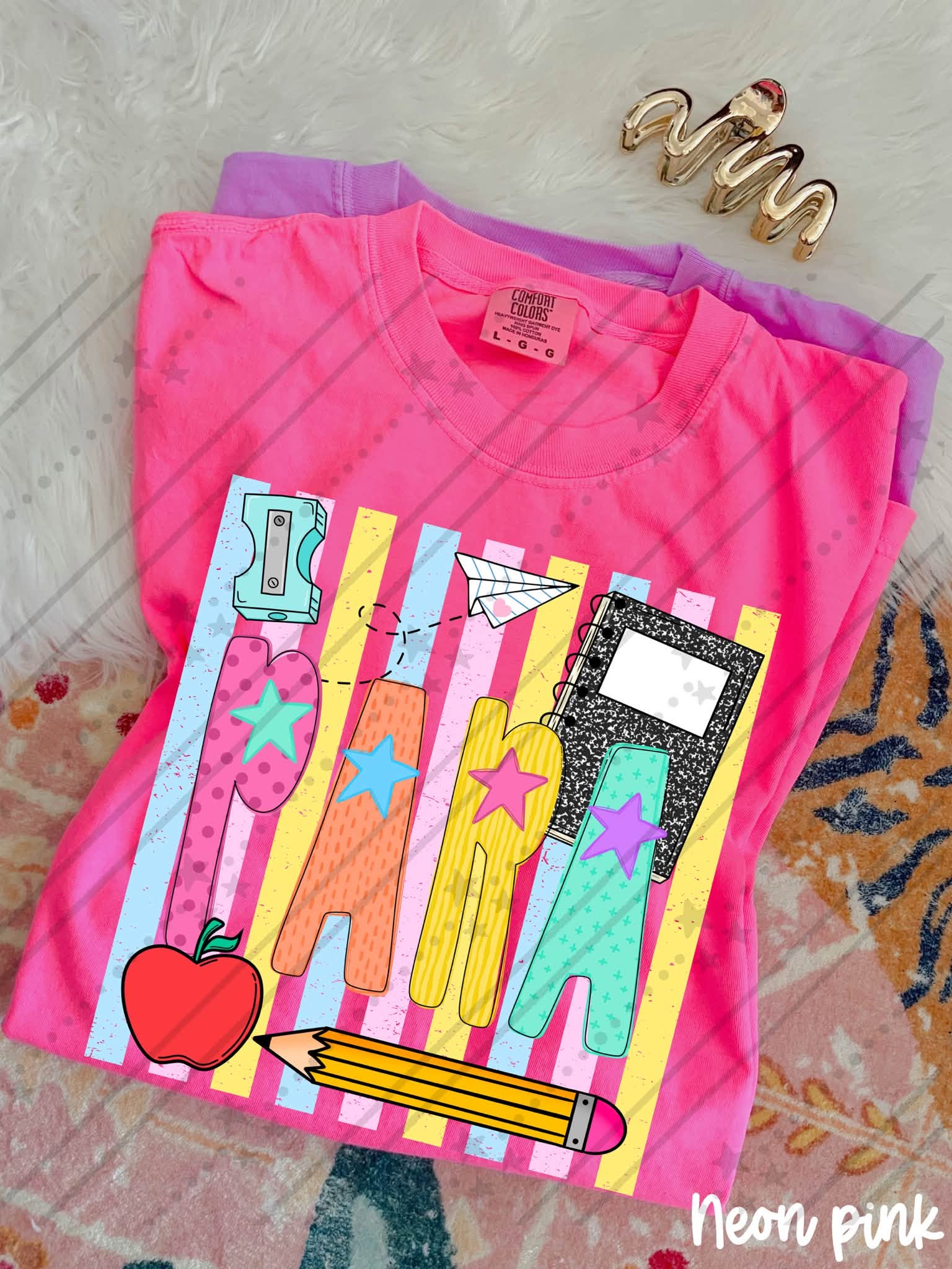 School Staff Titles Neon Stripes-ADULT
