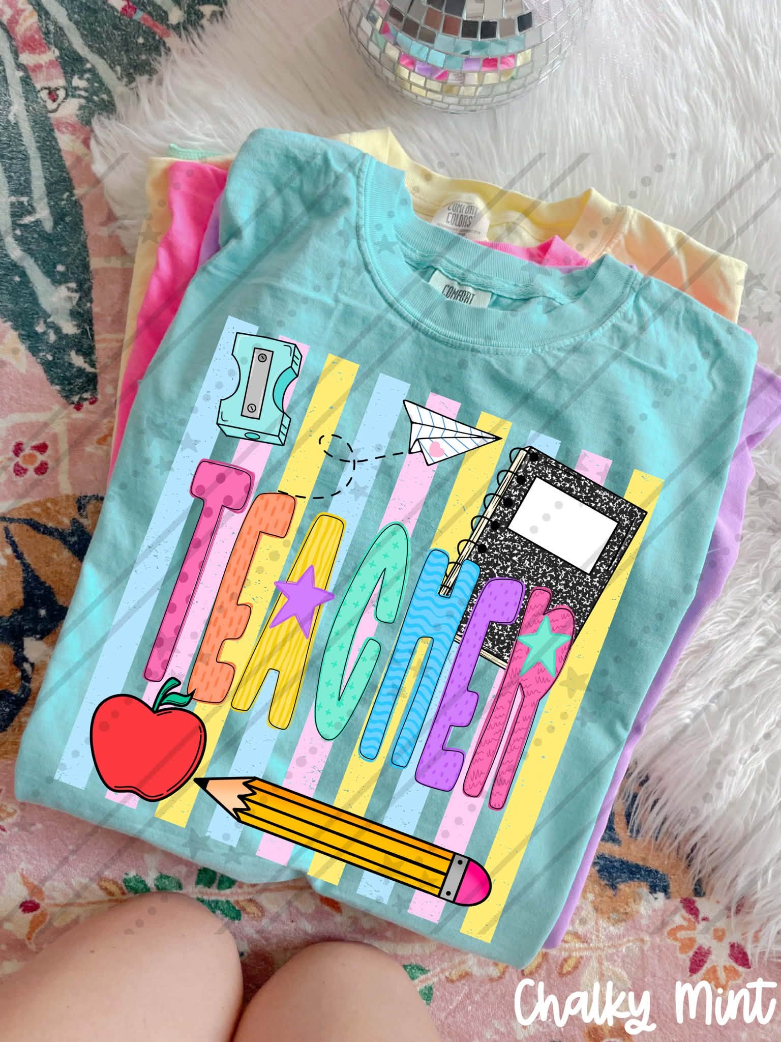 School Staff Titles Neon Stripes-ADULT