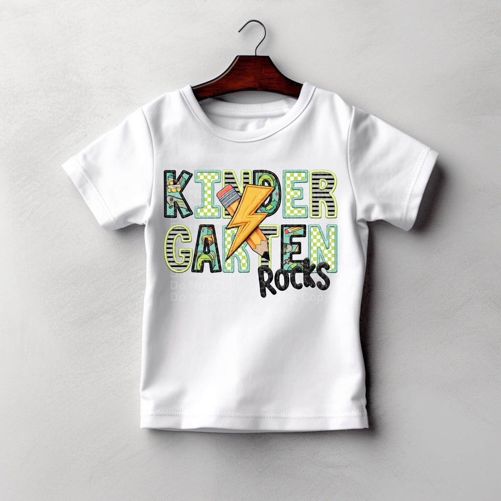 Daycare through Fifth Grade Rocks Teal Bolt-ADULT