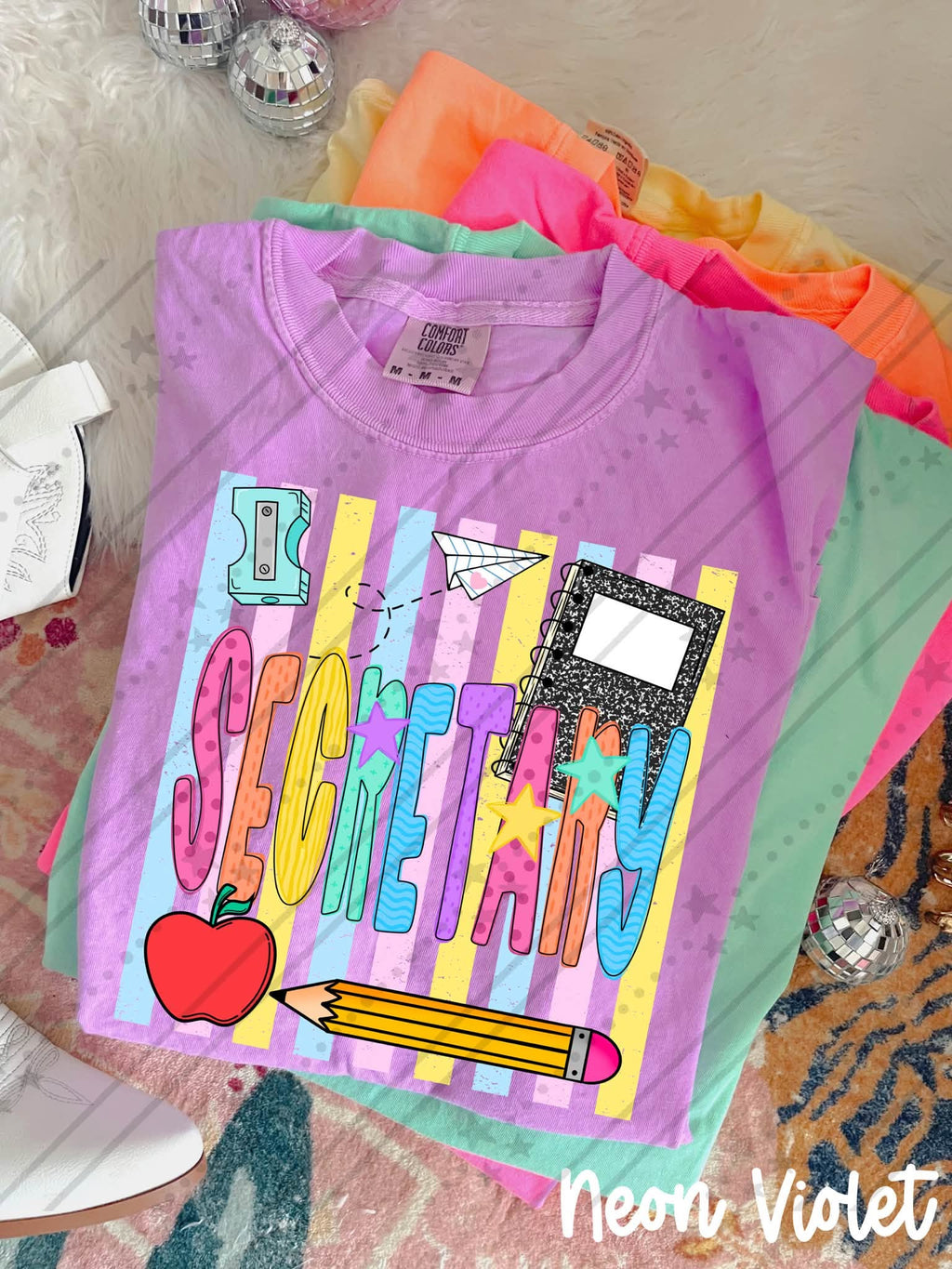School Staff Titles Neon Stripes-ADULT
