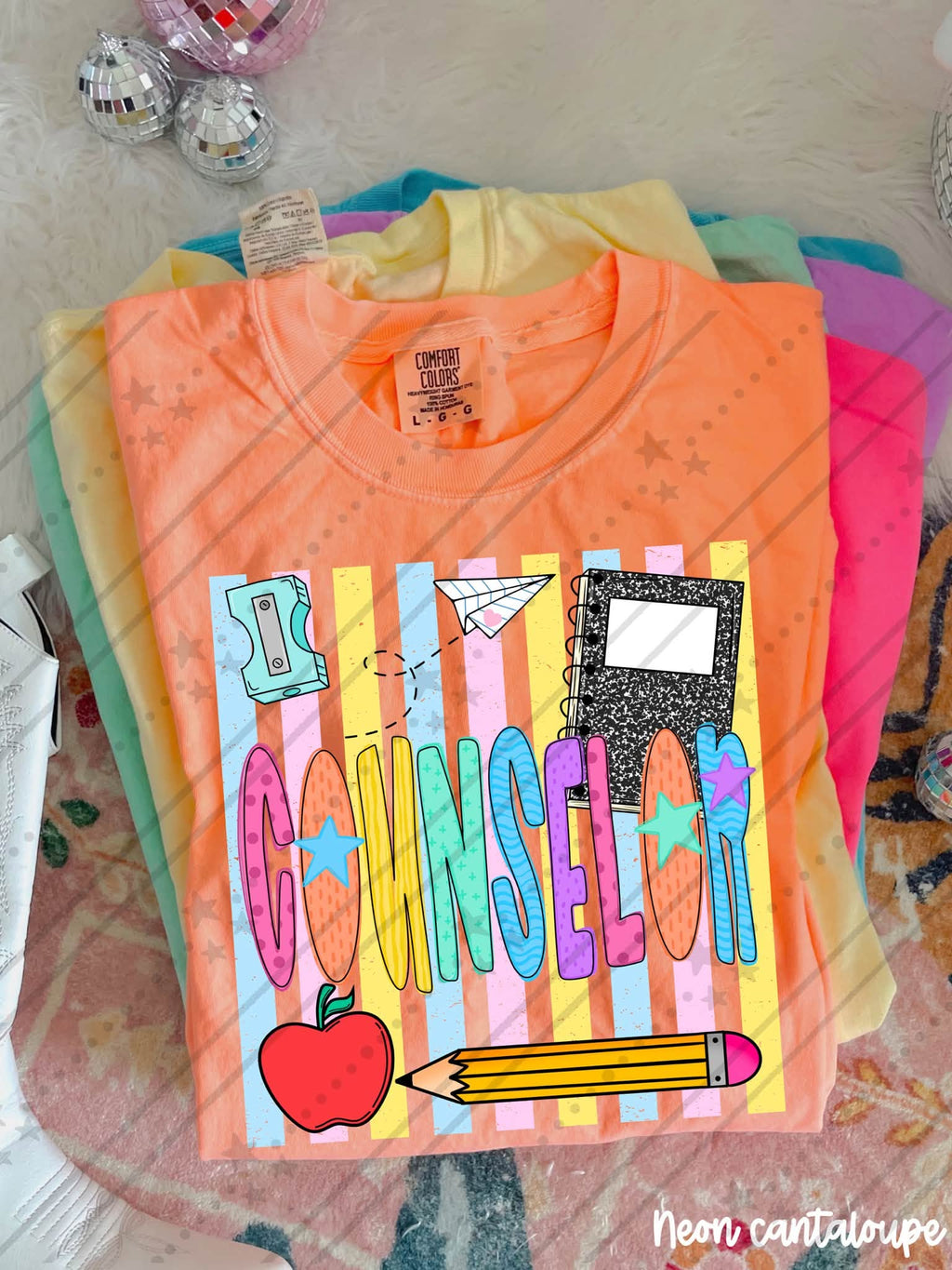 School Staff Titles Neon Stripes-ADULT