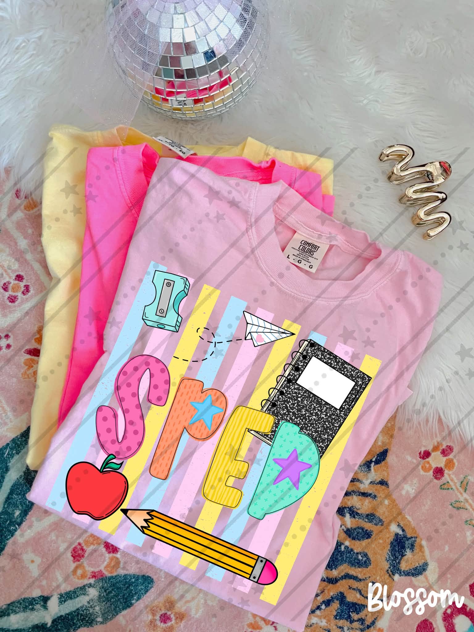School Staff Titles Neon Stripes-ADULT