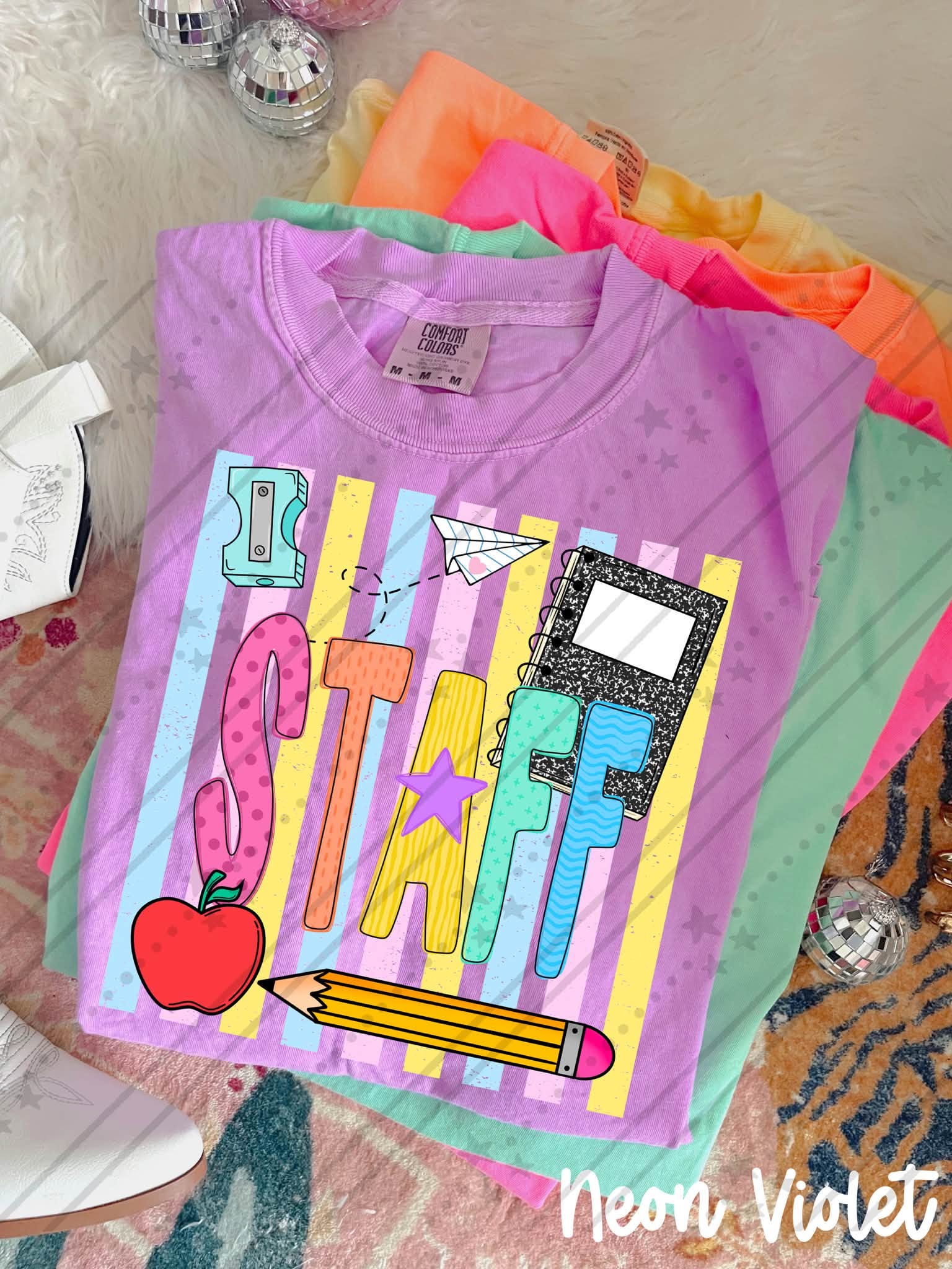 School Staff Titles Neon Stripes-ADULT