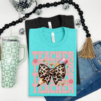 Kinder through Fourth Grade Leopard Bow with Teacher Option-ADULT