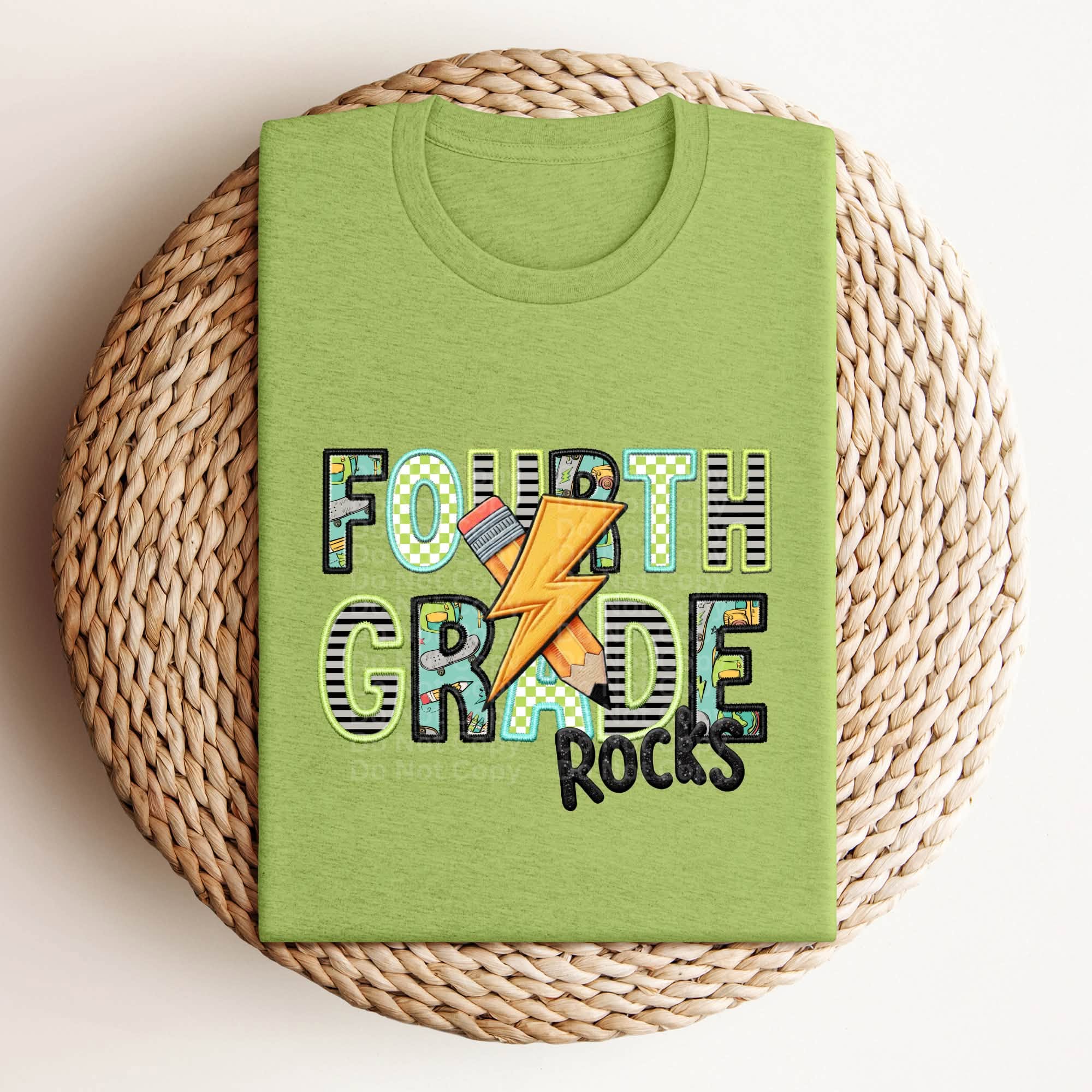 Daycare through Fifth Grade Rocks Teal Bolt-ADULT