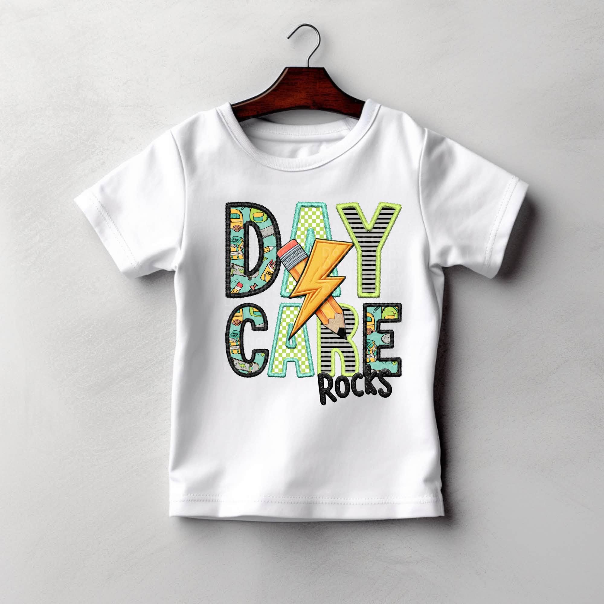 Daycare through Fifth Grade Rocks Teal Bolt-ADULT
