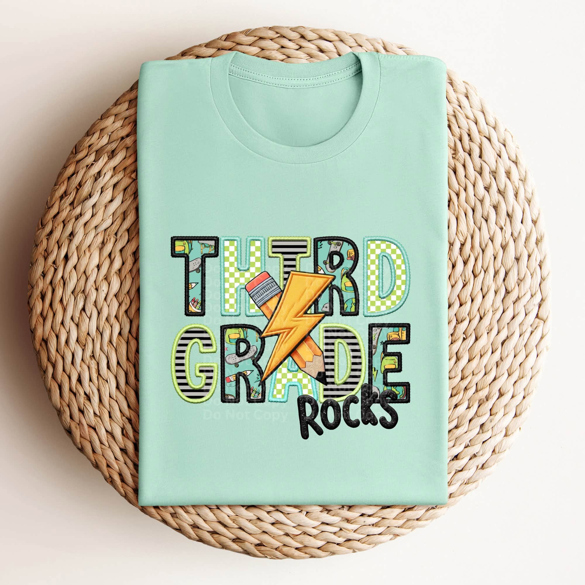 Daycare through Fifth Grade Rocks Teal Bolt-ADULT