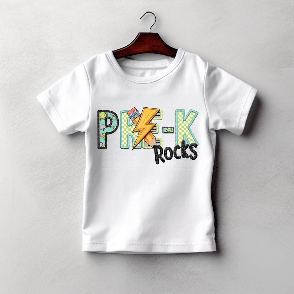 Daycare through Fifth Grade Rocks Teal Bolt-ADULT