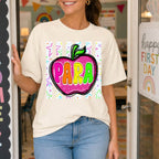 Teacher Para SPED Nurse School Neon Apple-ADULT