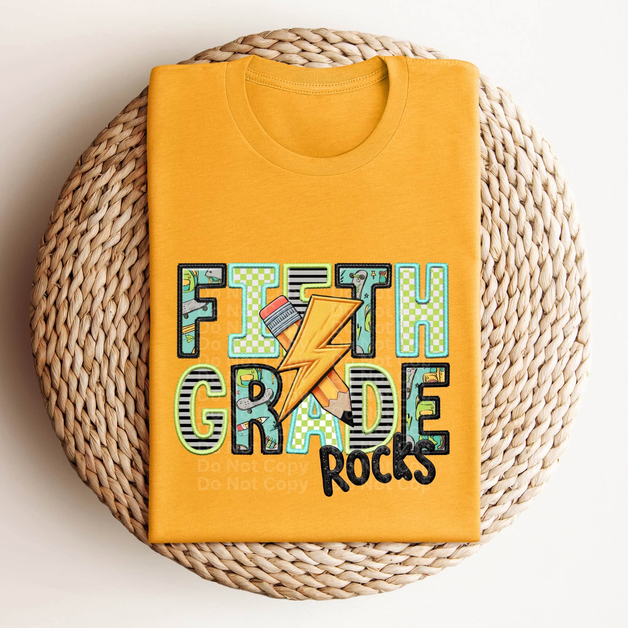 Daycare through Fifth Grade Rocks Teal Bolt-ADULT