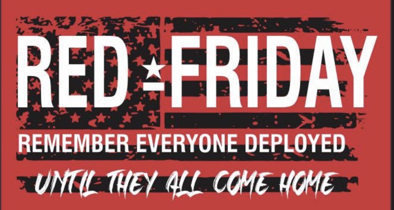 RED Friday BW Flag Remember Everyone Deployed -ADULT