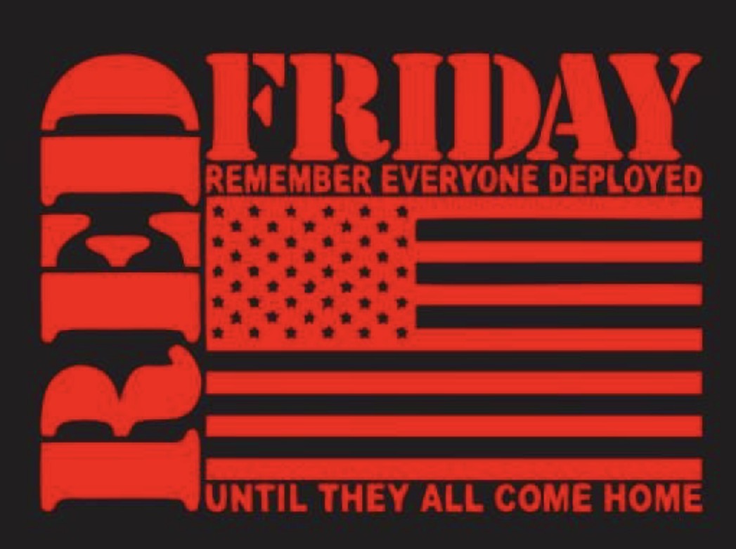 RED Friday Bold Flag Remember Everyone Deployed -ADULT