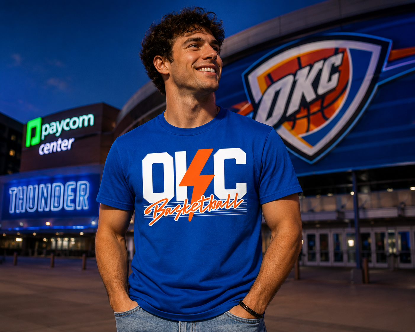 OKC Retro Lines Thund Basketball-ADULT