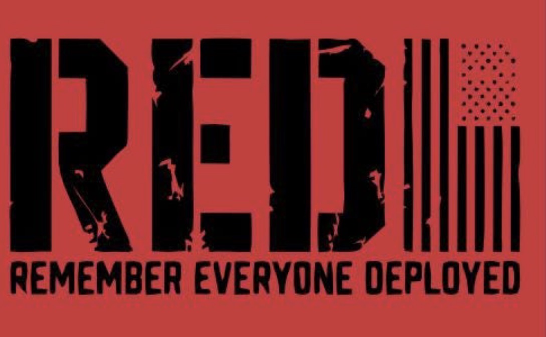 RED Friday Distress Stencil Remember Everyone Deployed -ADULT