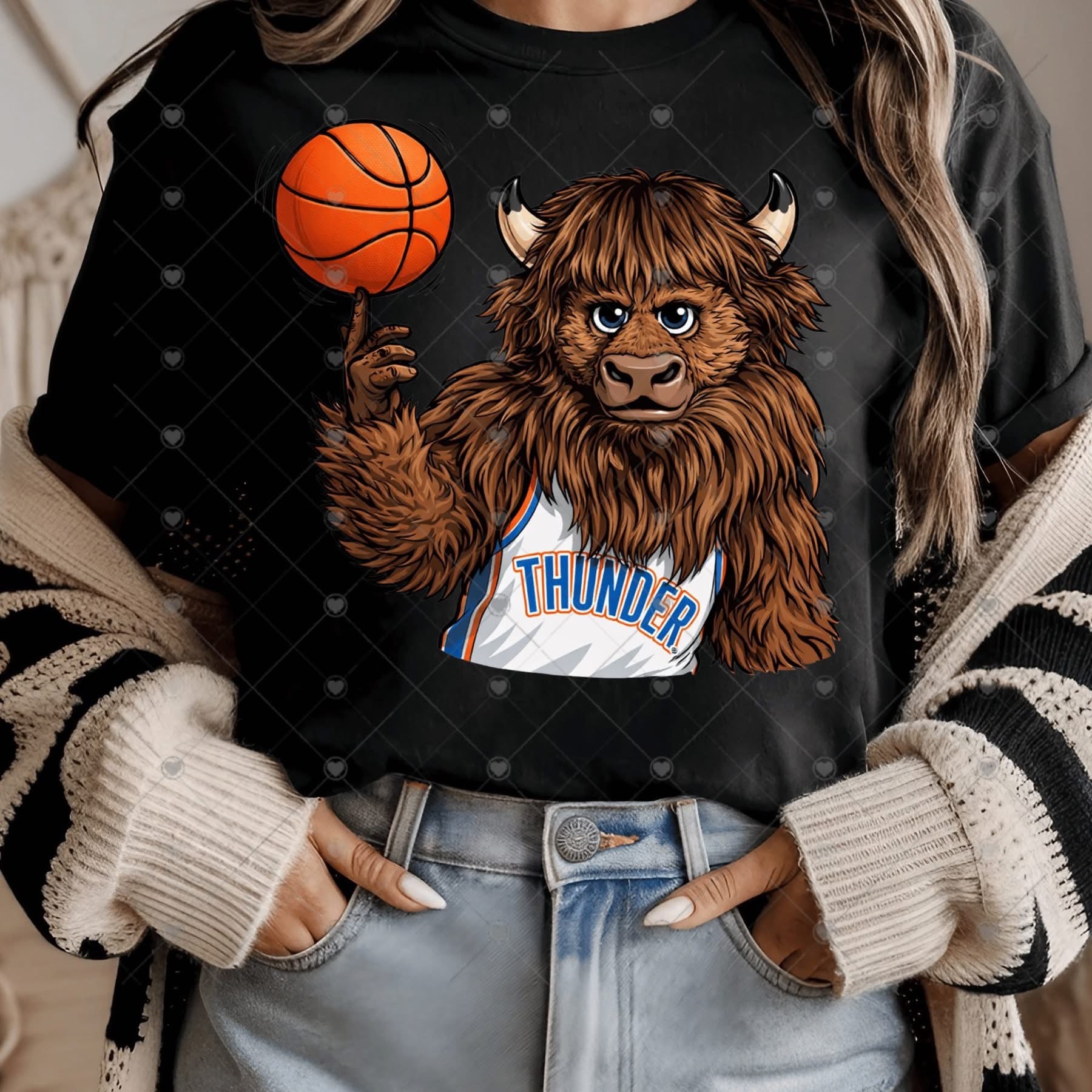 Rumb Spin Thund OKC Basketball-ADULT