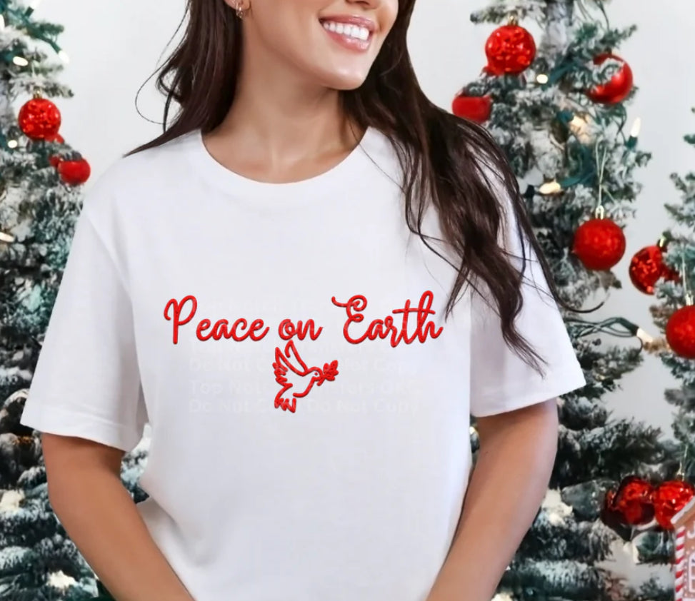 Peace on Earth Faux Embroidery Christmas- ADULT