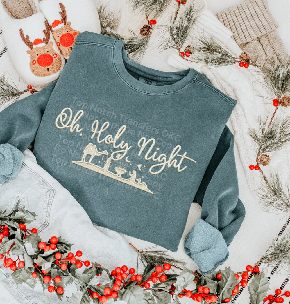 Faux Embroidery Oh Holy Night Christmas- ADULT