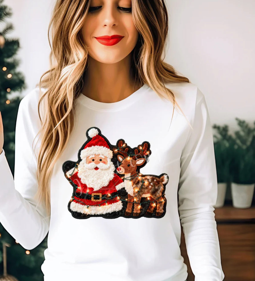 Faux Embroidery Santa Deer Lit- ADULT