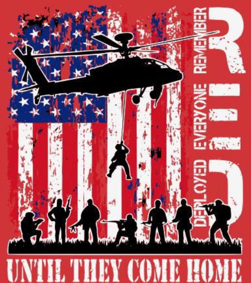 RED Friday Flag Helo Remember Everyone Deployed -ADULT