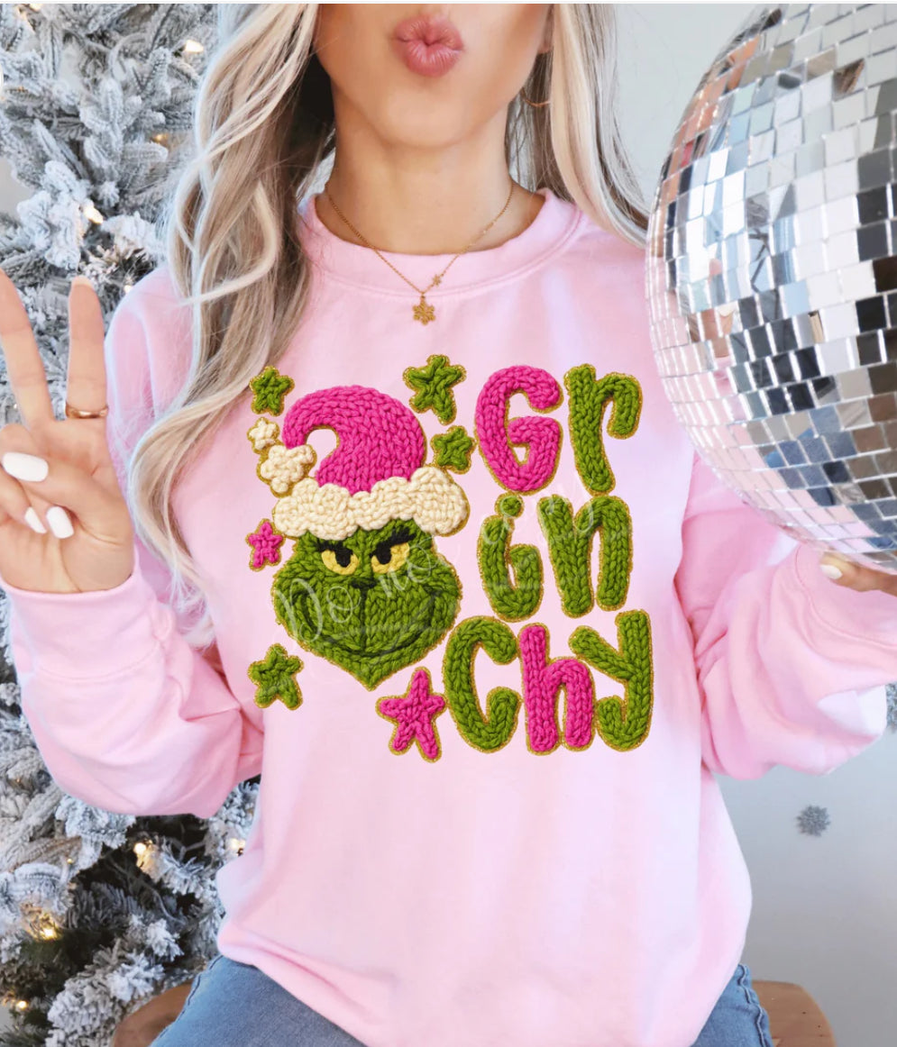 Faux Yarn Dark Pink Green Guy- ADULT