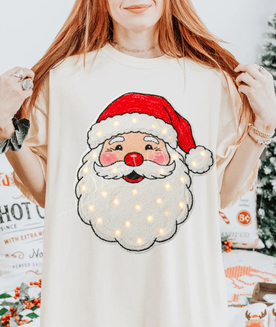 Faux Chenille Lighted Santa- ADULT