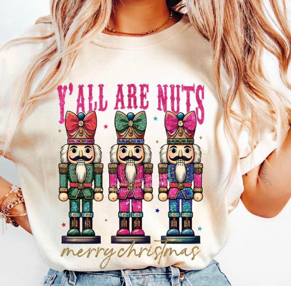 Yall Are Nuts Faux Embroidery Christmas- ADULT