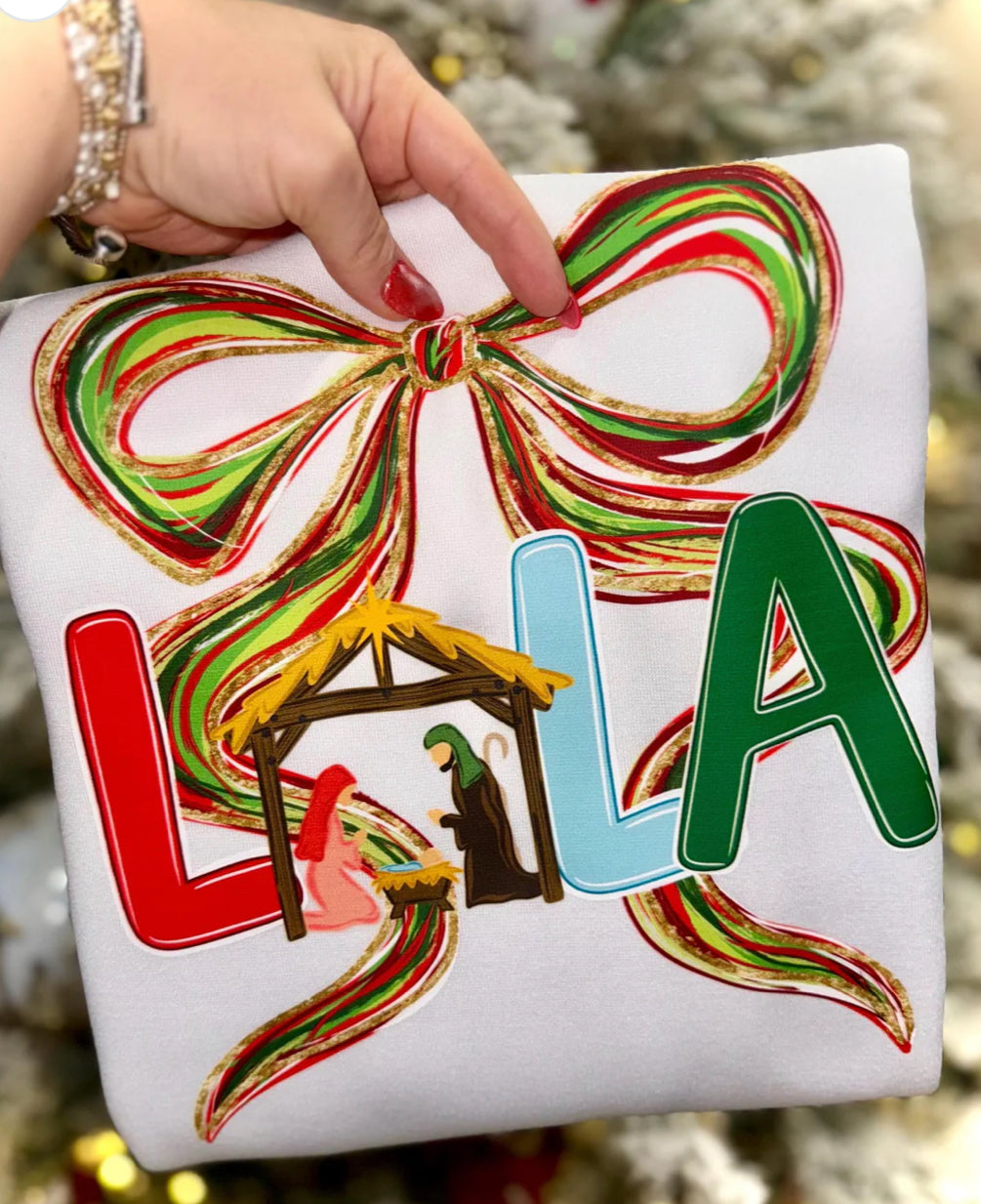 Custom Name Bow Faith Christmas- ADULT