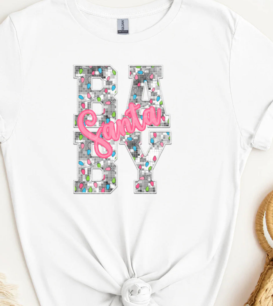 Santa Baby Faux Glitter Disco Pink- ADULT