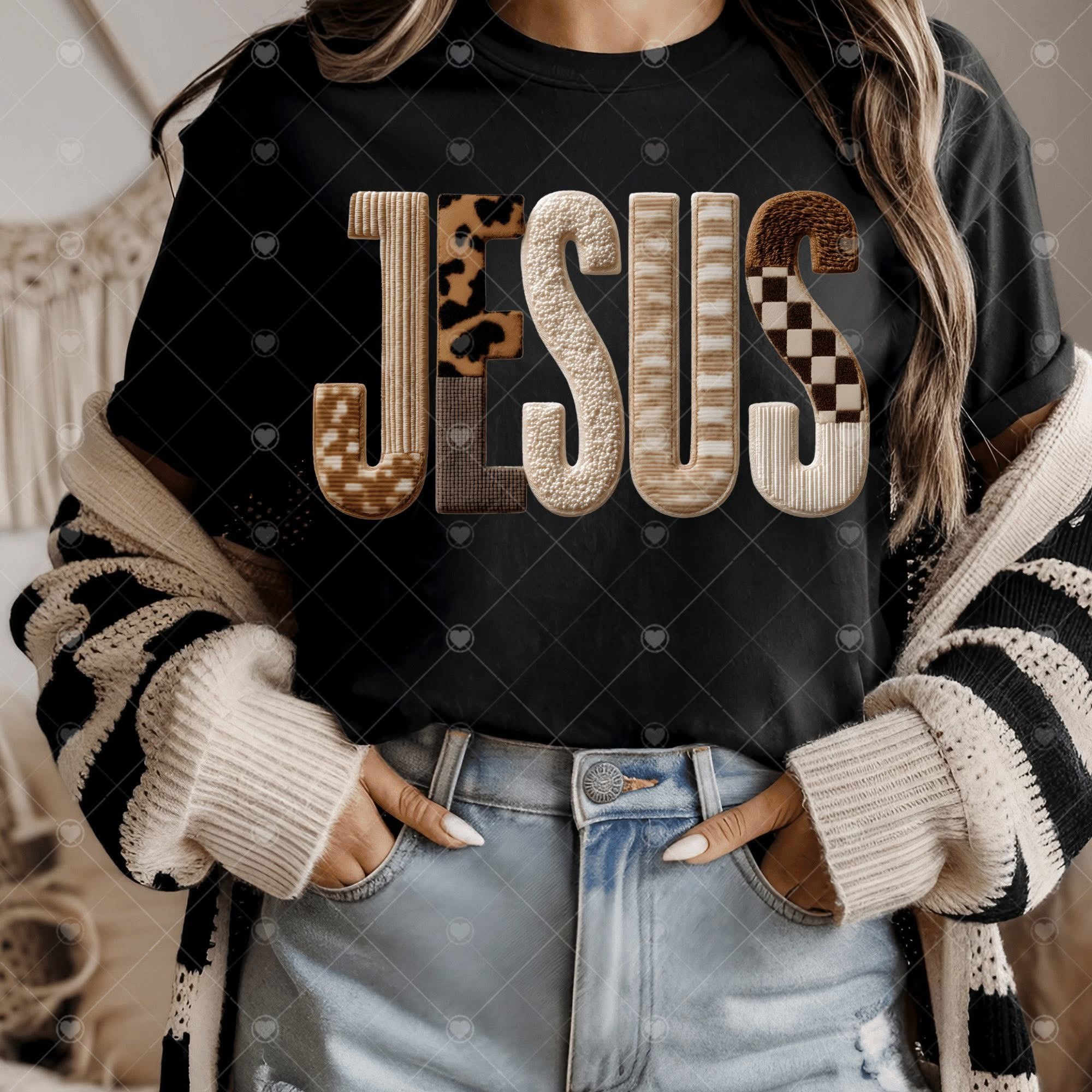 Jesus Faux Patterned-ADULT