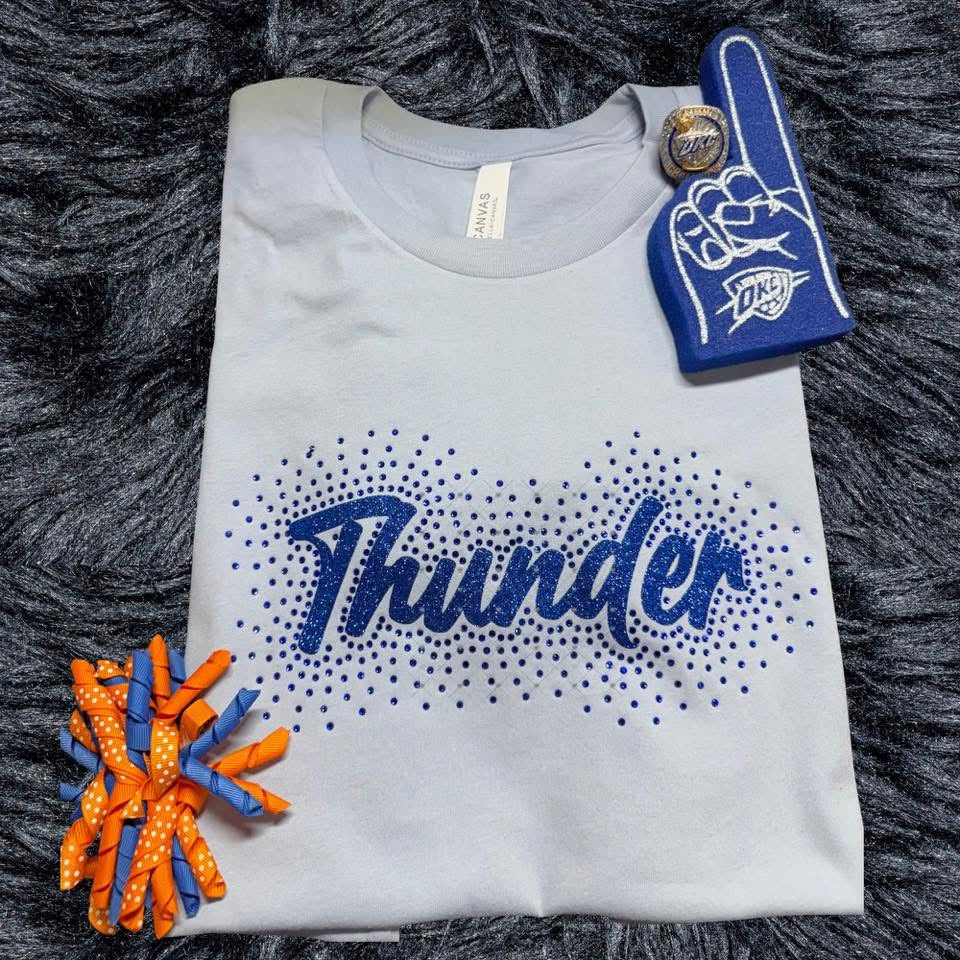 Glitter and Rhinestone Thund Blue OKC Basketball-ADULT