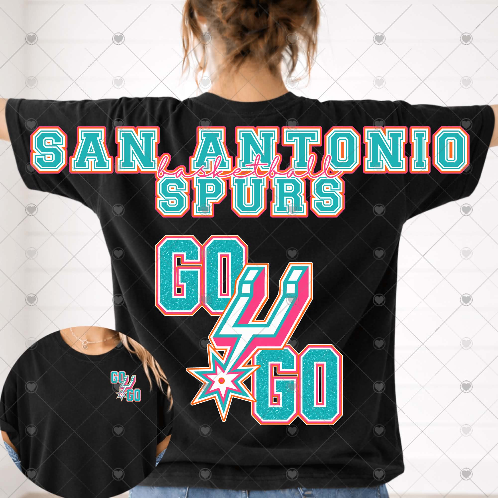 Basketball Spurs Emblem Full Back Short Sleeve-ADULT