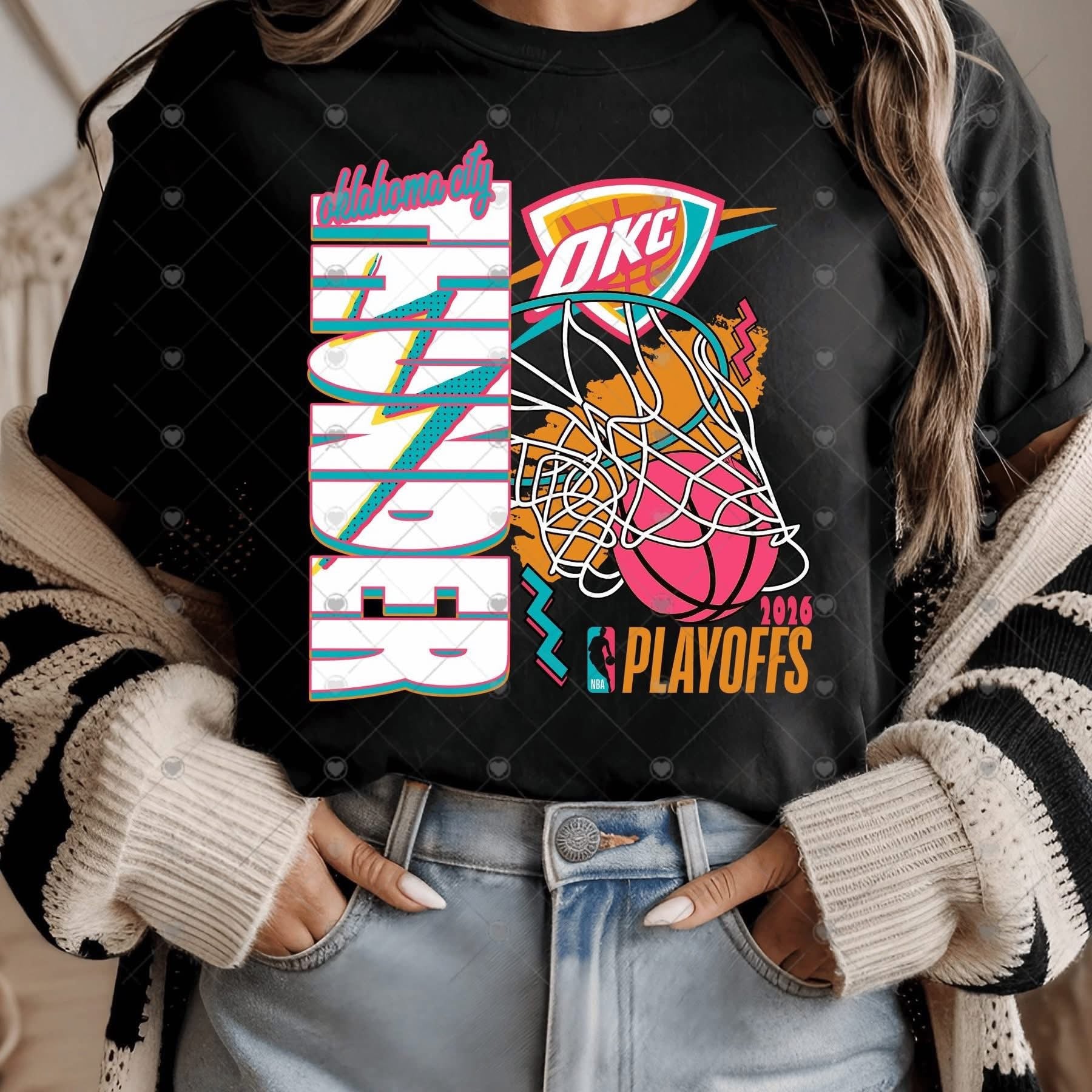 Thund OKC Basketball Neon Playoff-ADULT
