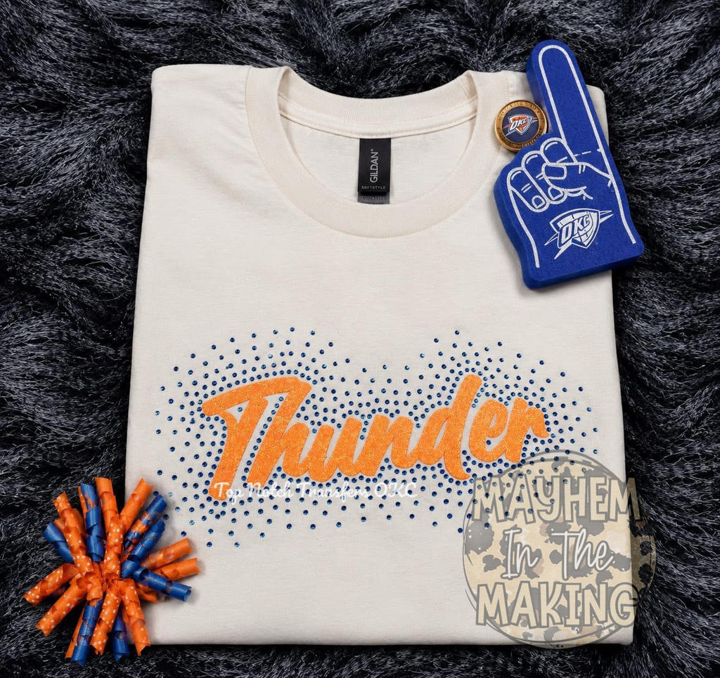 Glitter and Rhinestone Thund Combo Color OKC Basketball-ADULT