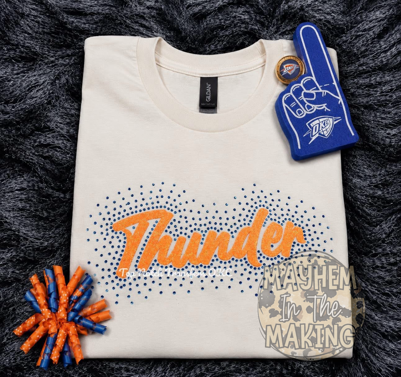 Glitter and Rhinestone Thund Combo Color OKC Basketball-ADULT