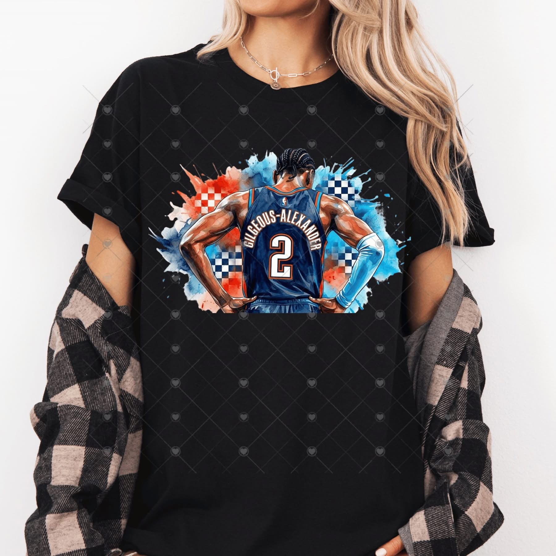 Shai Checker Splat Thund OKC Basketball-ADULT