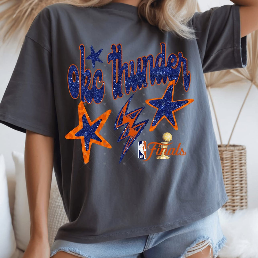 Blue Faux Glitz Thund OKC Basketball-ADULT